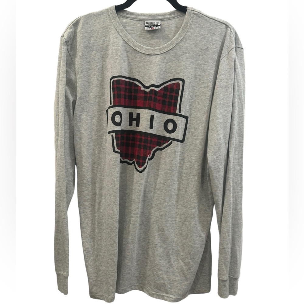 Where i’m from Ohio Plaid long sleeve light weight Sweatshirt size L EUC